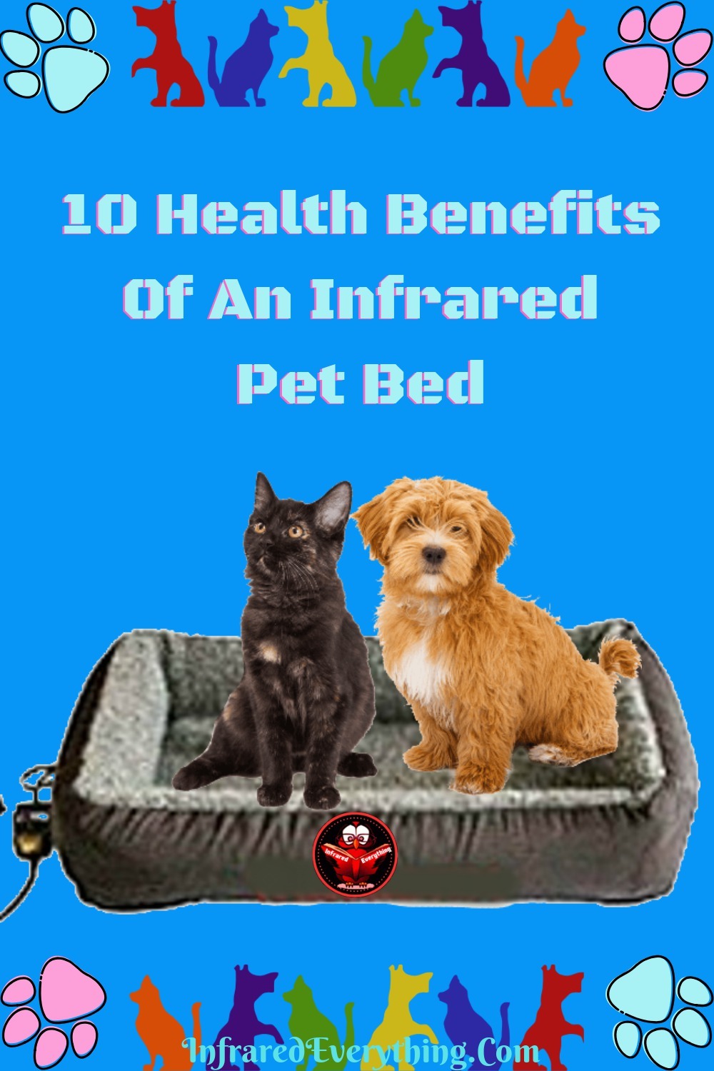 Dog & Cat sitting On Infrared Pet Bed