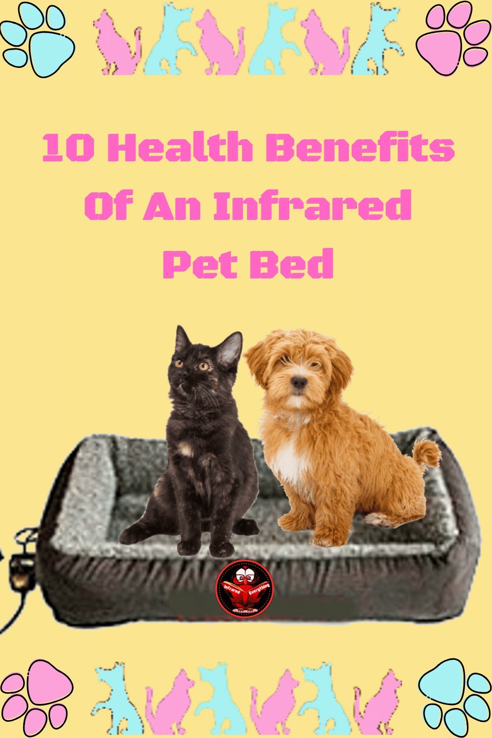 Dog & Cat Sitting On Infrared Pet Bed